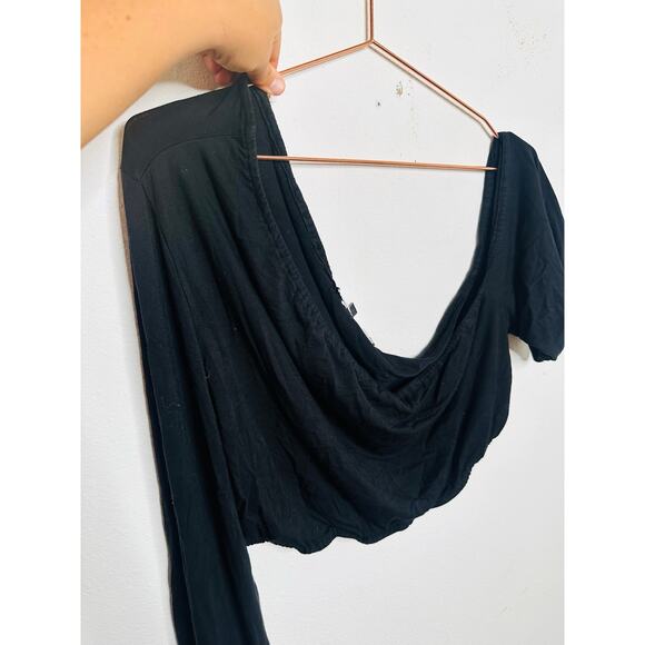 SID NEIGUM Black Cropped One Long Sleeve Asymmetric Party Top size 8 - Picture 3 of 15